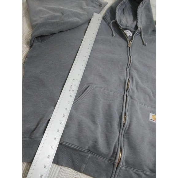 Carhartt Men's 3XL Tall Full Zip Gray  Hoodie Jacket Sweater Distressed XXXL - Picture 10 of 12
